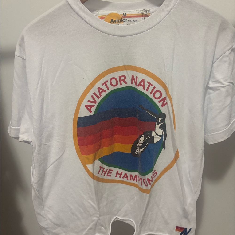 Aviator Nation Hamptons White Graphic Crop